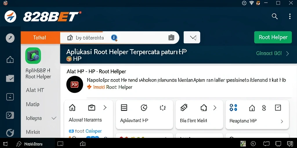 Tampilan antarmuka aplikasi Root Helper 828BET yang intuitif dan mudah digunakan.