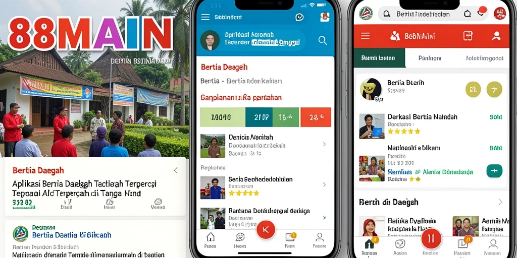 Tampilan antarmuka aplikasi Berita Daerah 88MAIN yang informatif.