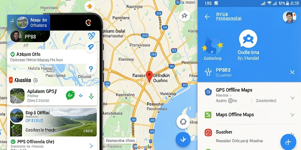 Tampilan antarmuka pengguna aplikasi GPS Offline Maps PP88.