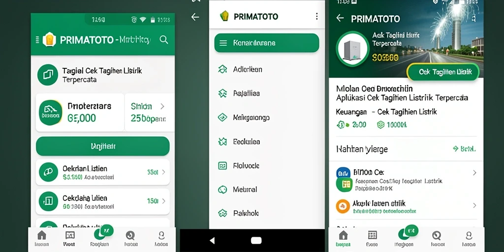 Tampilan antarmuka PRIMATOTO untuk cek tagihan listrik.